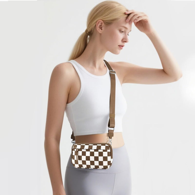 NEWROGENG Checkered WristleWallets for Women, RFID Wallet Crossbody with 4 Zippers, Credit Card Holder Cell Phone Organizer - Image 3